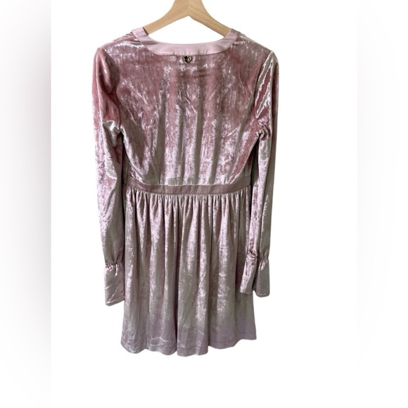 Twinset Velvet Mini Dress Pink Blush Size 6 Italian‎ Size 42 New - Picture 3 of 13